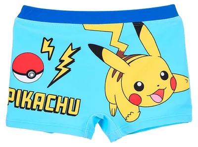 Zdjęcie produktu dla Kąpielówki dla chłopców z motywem Pikachu, styl bokserki, kolor: jasnoniebieski, rozmiar: 104
