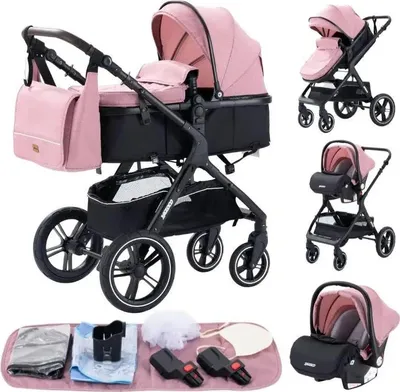 Immagine prodotto di Passeggino, design pieghevole, ammortizzazione con quattro ruote, HX1 rosa