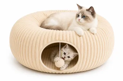 Produktbild von Katzen Tunnel Bett Katzenhöhle Kuschelbett Katzenhaus Höhle Spielzeug Indoor