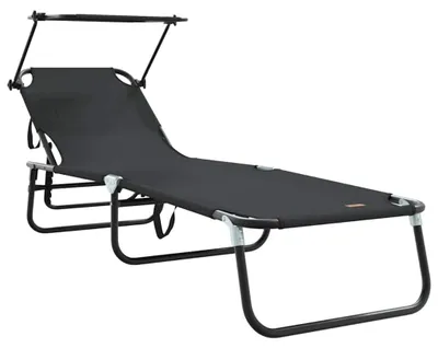 Produktbild von Liegestuhl, klappbar, schwarz – Oxford-Stoff – 190x57x81 cm – Stahlrahmen