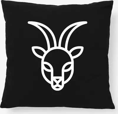 Produktbild von Huuraa Kissen Steinbock Sternzeichen Symbol 40x40cm mit Füllung Black Baumwolle Dekokissen Geschenkidee