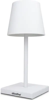 Produktbild von abathe LED Akku Tischleuchte mit USB in weiß - stufenlos dimmbar, aufladbar, warmes, weißes Licht - sichtfreie Höhe von 25cm - für drinnen und draußen