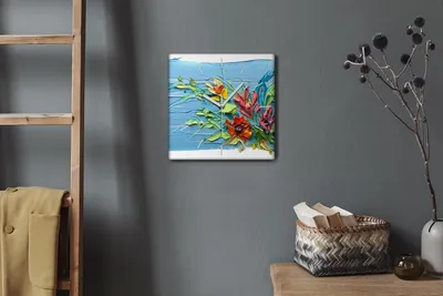 Produktbild von Coloray Hodiny Unikátní 30x30 cm  Tiché hodiny Pro obývací pokoj a kuchyň Nástěnné hodiny Plátno Bílé ručičky hodin - Květiny 3d