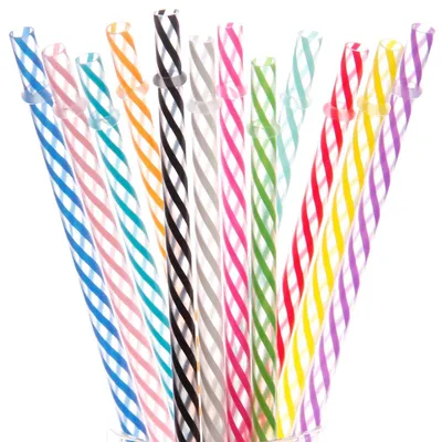 Produktbild von Wiederverwendbare Plastikstrohhalme – 23 cm – Mix aus 12 Farben