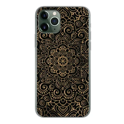 Produktbild von MuchoWow® Handyhülle Schutzhülle Hülle für iPhone 11 Pro Goldenes Muster auf schwarzem Hintergrund Silikon Softcase Handy Hülle - Handy