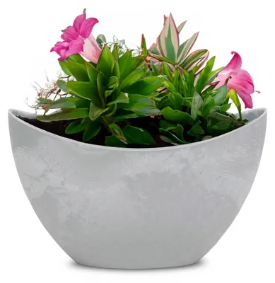 Image de Jardinière ovale 20 cm Vintage gris clair pour l'extérieur