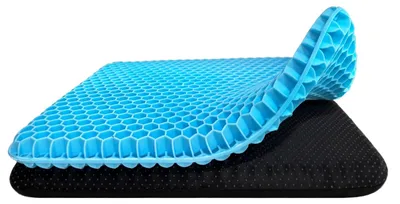 Productafbeelding van Gel zitkussen, ademend zitkussen met honingraatstructuur, orthopedisch gelkussen voor thuis, kantoor en auto, met antislip stoffen hoes, 42 x 37 x 3,5 cm, rechthoekig