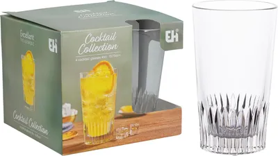 Image de Verres à boire - lot de 4 - en verre - 410 ml - à rayures - verres à long drink - verres à cocktail
