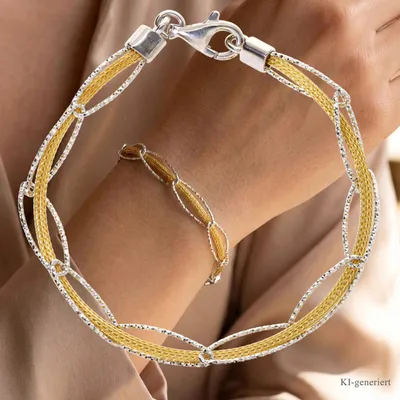 Produktbild von Damen Armband echt Silber 925 in bicolor