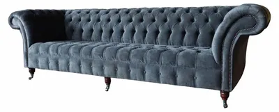 Produktbild von Viersitzer Sofa 4 Sitzer Sofas Modern Grau Design Stoff Chesterfield Neu