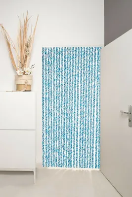 Image de Rideau anti-insectes Rideau de porte Flausch 100x200cm Protection contre les mouches bleu/blanc/MIX
