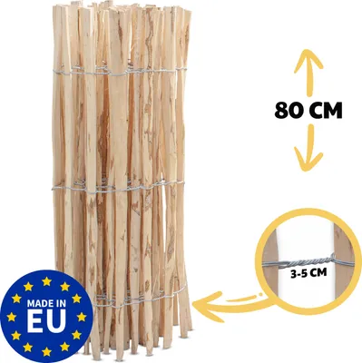 Produktbild von Staketenzaun Haselnuss Höhe 80 cm, Länge 5 Meter, Lattenabstand 3-5 cm