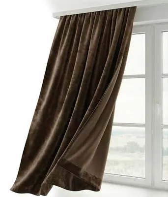Immagine prodotto di Tenda in velluto Beautex, con nastro per drappeggi, banda inferiore, oscurante, 140x145 cm, marrone