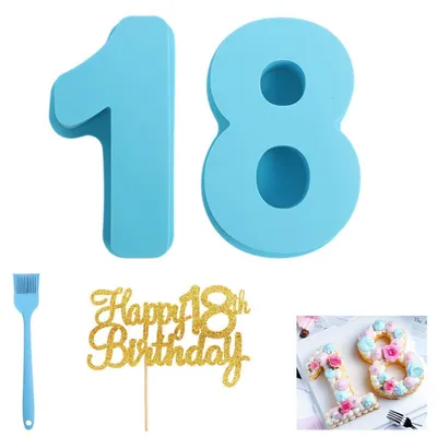 Produktbild von Silikon Kuchenform Zahlen 1 & 8 Blau für Geburtstag & Jubiläum
