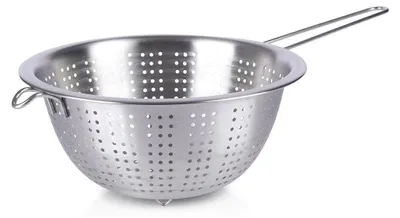 Immagine prodotto di Colino tondo con manico in acciaio inox, lavabile in lavastoviglie