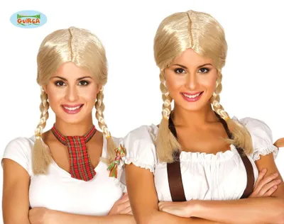 Produktbild von blonde Schulmädchen Damen Perücke mit geflochtenen Zöpfen
