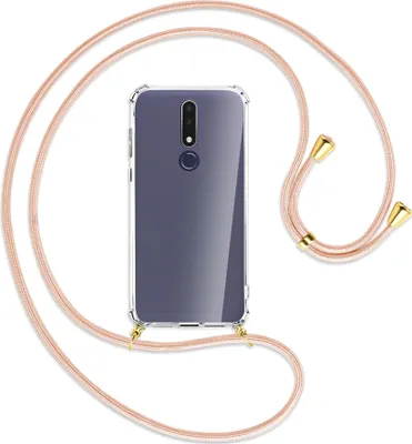 Produktbild von Handykette Backcover-Schutzhülle mit Band (Metall goldfarben) für Nokia 3.1 Plus - rose peach