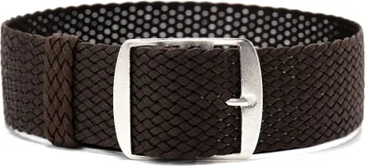 Produktbild von ClassicWatchStraps Perlon Uhrenarmband - Dunkelbraun, 12 mm, Silber gebürstet