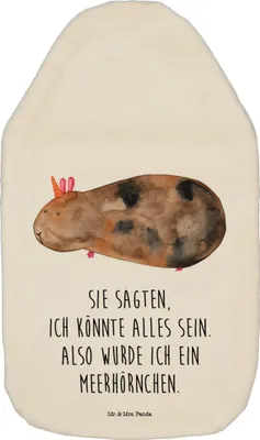 Produktbild von Mr. & Mrs. Panda Wärmflasche Einhorn Meerschweinchen - Weiß - Geschenk, Meerschwein, Unicorn, gummi, Bettflasche, Wärmekissen, Wärmflaschen, naturkautschuk, Einhörner