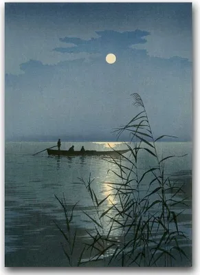 Produktbild von Poster - Canvas - Leinwand - 59,4 cm x 84,1 cm - Fotoposter - Leinwandkunst - Boote Nacht See