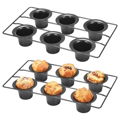 Produktbild von Muffinform 2er Set 12 Mulden Kohlenstoffstahl Antihaft 40,4cm Backform für Cupcakes Muffins Kuchen Küche