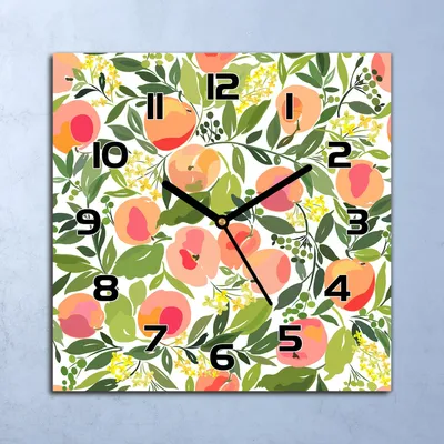Produktbild von Wanduhr Echt-Glas-Küchenuhr Pfirsich grün Quarz Lautlos 30x30 Deko Bilder