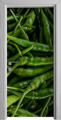Produktbild von Tür Selbstklebende 90x210 cm Türfolie Türtapete Klebefolie - Grüner Pfeffer und Chili
