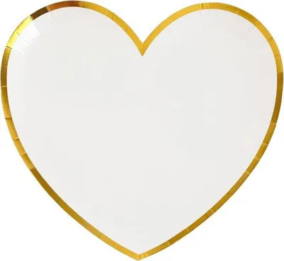 Produktbild von Famanu Dekorationsplatten Set 10 Stück Herzform Weiß und Gold - Hochzeit und Feier