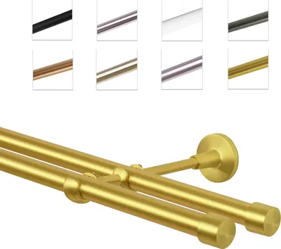 Produktbild von Gardinenstange Vorhangstange 19 mm Wandmontage 2-läufig, Messing Gold, 480 cm
