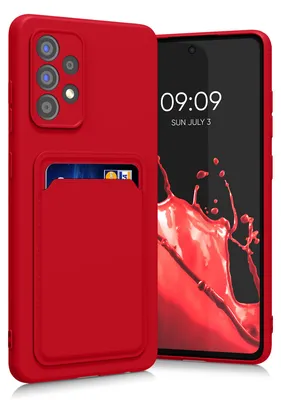 Produktbild von kwmobile Handyhülle für Samsung Galaxy A52 / A52 5G / A52s 5G Hülle mit Kartenfach - TPU Case - Kabelloses Laden - Schutzhülle Cover in Rot