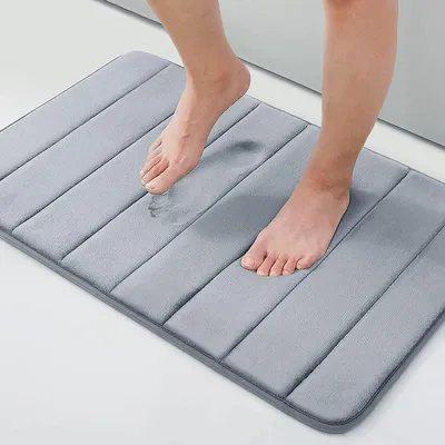 Produktbild von Homaxy Memory Foam Badezimmer Badteppich Saugf?hige Rutschfester Badvorleger Waschbar Badematte - 40 x 60 cm, Grau