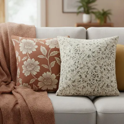 Immagine prodotto di Omgoods - Set di 2 federe per cuscini, 45x45 cm, motivo floreale, per divano