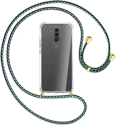 Produktbild von Handykette Backcover-Schutzhülle mit Band (Metall goldfarben) für Huawei Mate 20 lite - grün/blau/weiß
