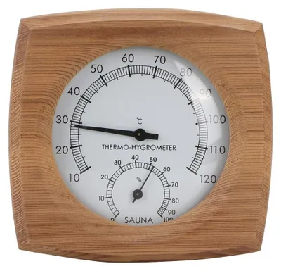 Obrázok produktu pre Omgoods – Vnútorný hygrometer – Vnútorný teplomer – 2 v 1 – Teplomer do sauny – Príslušenstvo do sauny – Drevený dizajn