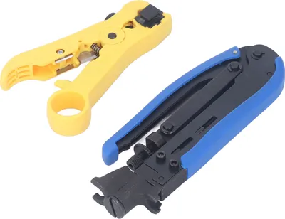 Image de Kit d'outils de compression de câble coaxial avec outil de dénudage Dénudeur de fil 10pcs Connecteur
