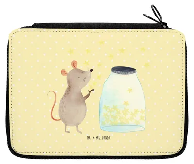 Produktbild von Mr. & Mrs. Panda Etui Maus Sterne - Gelb Pastell - Geschenk, Schwangerschaft, Federtasche, Federmäppchen, Träume, Bleistiftetui, Federmappe, Geburtstag, Mäppchen