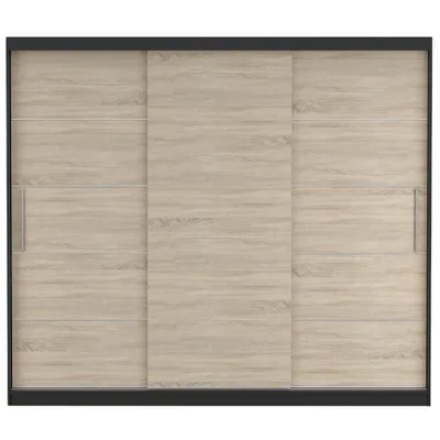 Produktbild von Schwebetürenschrank Kleiderschrank Schrank 250cm Schwarz/Sonoma mit LED Alba
