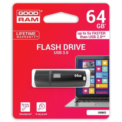 Produktbild von Good Ram USB Speicher Stick USB 3.0 64GB Flash Drive Schwarz
