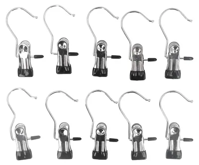 Produktbild von 10 Stück kurze Schwanz-Aufhänger-Clips aus Edelstahl, robust, multifunktional, zum Aufhängen von Clips, Haken für Akten, Kleidung, Socken