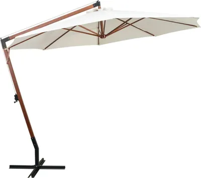 Zdjęcie produktu dla vidaXL Parasol oświetleniowy 350 cm drewniany słup biały