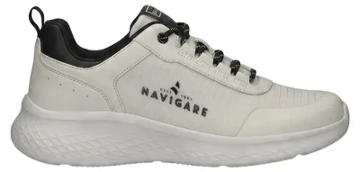 Zdjęcie produktu dla Białe sneakersy męskie Navigare, sportowe, wykonane z materiału ripstop, casualowe, z sznurówkami i amortyzowaną podeszwą