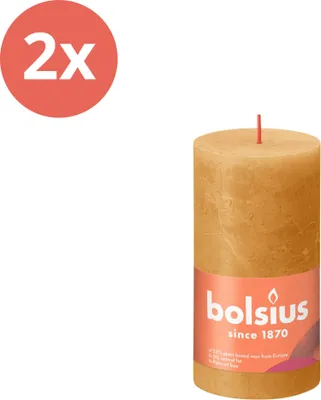 Zdjęcie produktu dla Bolsius - Rustykalna świeca filarowa - 130/68 - 1 sztuka w opakowaniu - Plaster miodu żółty - Opakowanie wartościowe - 2 sztuki
