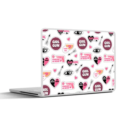 Produktbild von MuchoWow® Laptop Aufkleber Sticker Cover Mädchen - Rosa - Herzen - Design 30x21 cm - Sticker für Laptop - Selbstklebend