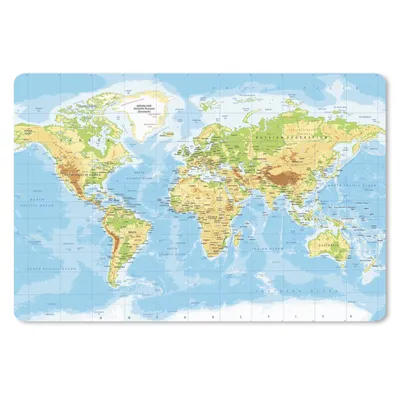 Produktbild von MuchoWow® Schreibtischunterlage Weltkarte - Statistisch - Blau - Erde - Bildung 60x40 cm - XXL Mauspad - Großes Mauspad
