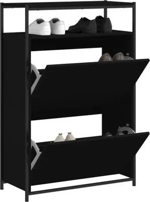 Obrázek produktu pro Botník černý 75 x 34 x 112 cm kompozitní dřevo