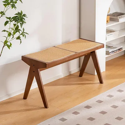 Immagine prodotto di Panca da pranzo in bambù con seduta intrecciata