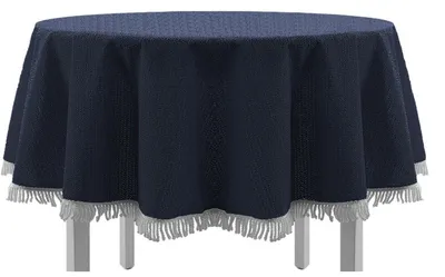 Produktbild von Gartentischdecke Rund Ø 160 cm Blau mit Fransen