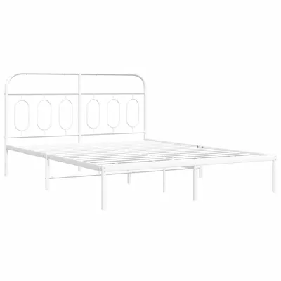 Produktbild von Bettgestell mit Kopfteil Metall Weiß 140x200 cm