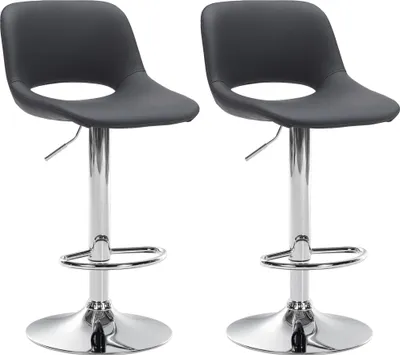 Produktbild von CLP 2er Set Barhocker Camden Kunstleder drehbar und höhenverstellbar schwarz Material Gestell Metall in Chromoptik