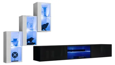Produktbild von Wohnwand Luxus Möbel Komplett Set Designer Modern Einrichtung 3x Wandschrank